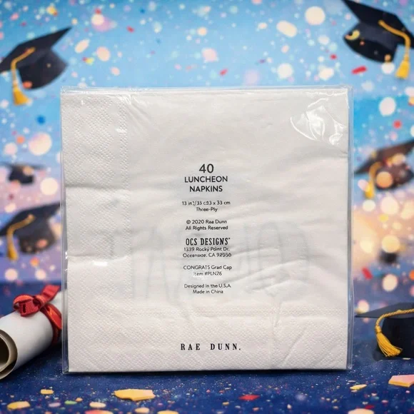 Rae Dunn Graduation “Congrats” Luncheon Napkins Qty 40 NIP / NWT - Picture 2 of 2